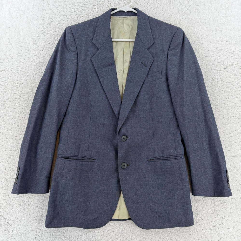 Vintage Valentino Suit Jacket Mens 36R Blue Wool 2 Button Murray Hill Coat